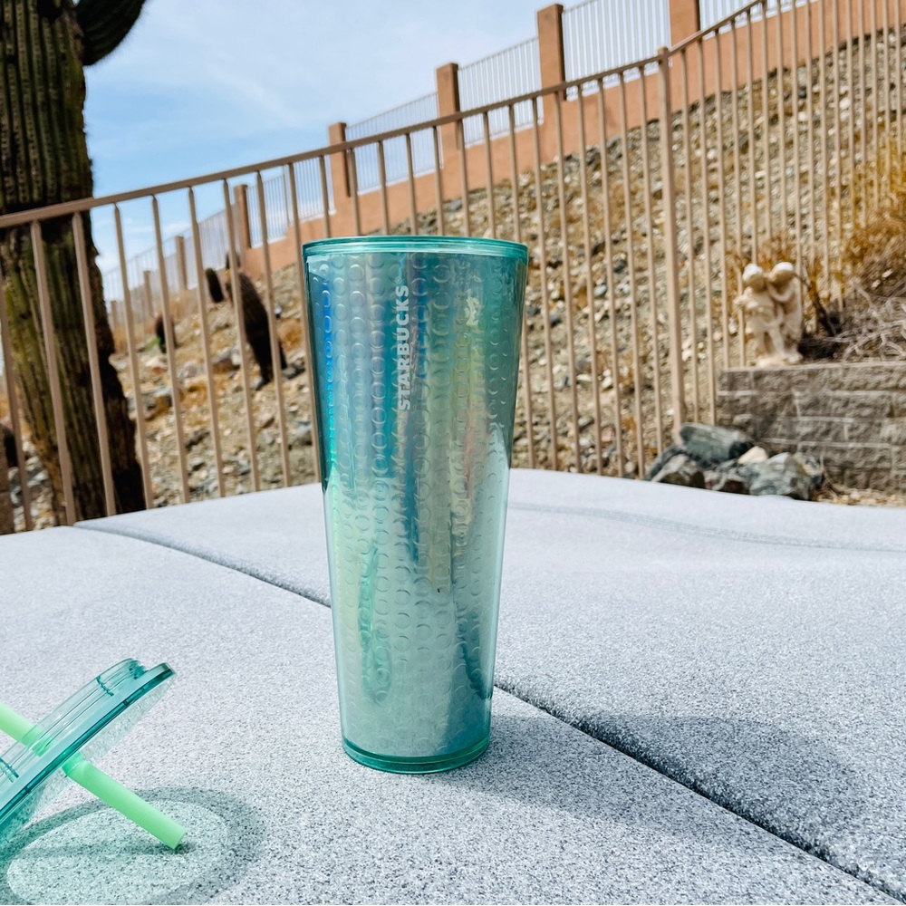 NWT Starbucks mint green purple iridescent Venti  Tumbler acrylic cup 24… - Picture 13 of 14